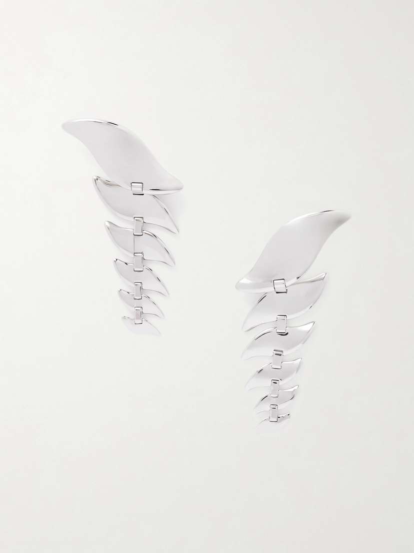 Khaite Leaf Silver-tone Earrings