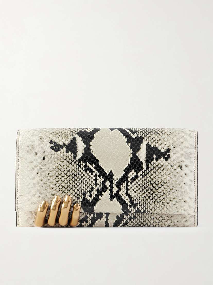 Khaite Embellished Snake-effect Leather Clutch