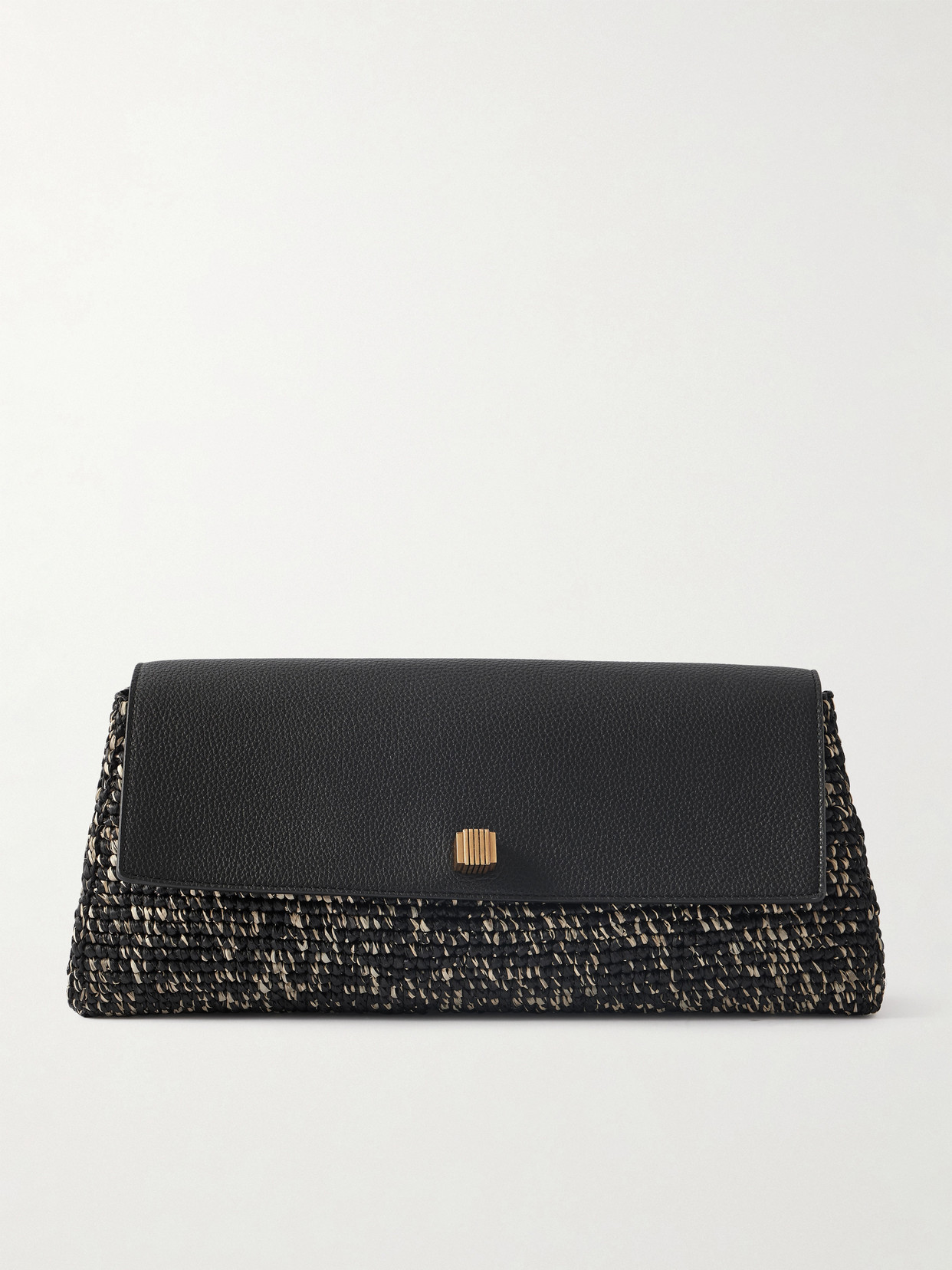 Khaite Audrey Textured-leather And Raffia Clutch In Multi
