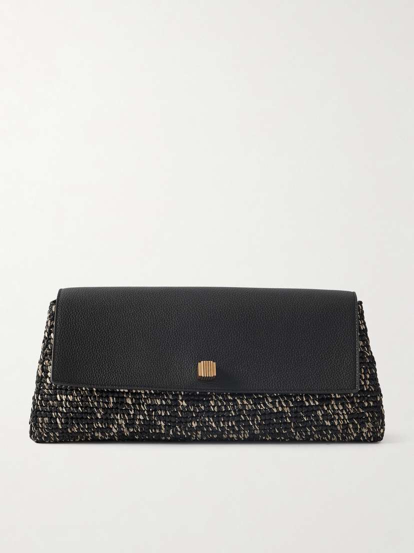Khaite Audrey Textured-leather And Raffia Clutch