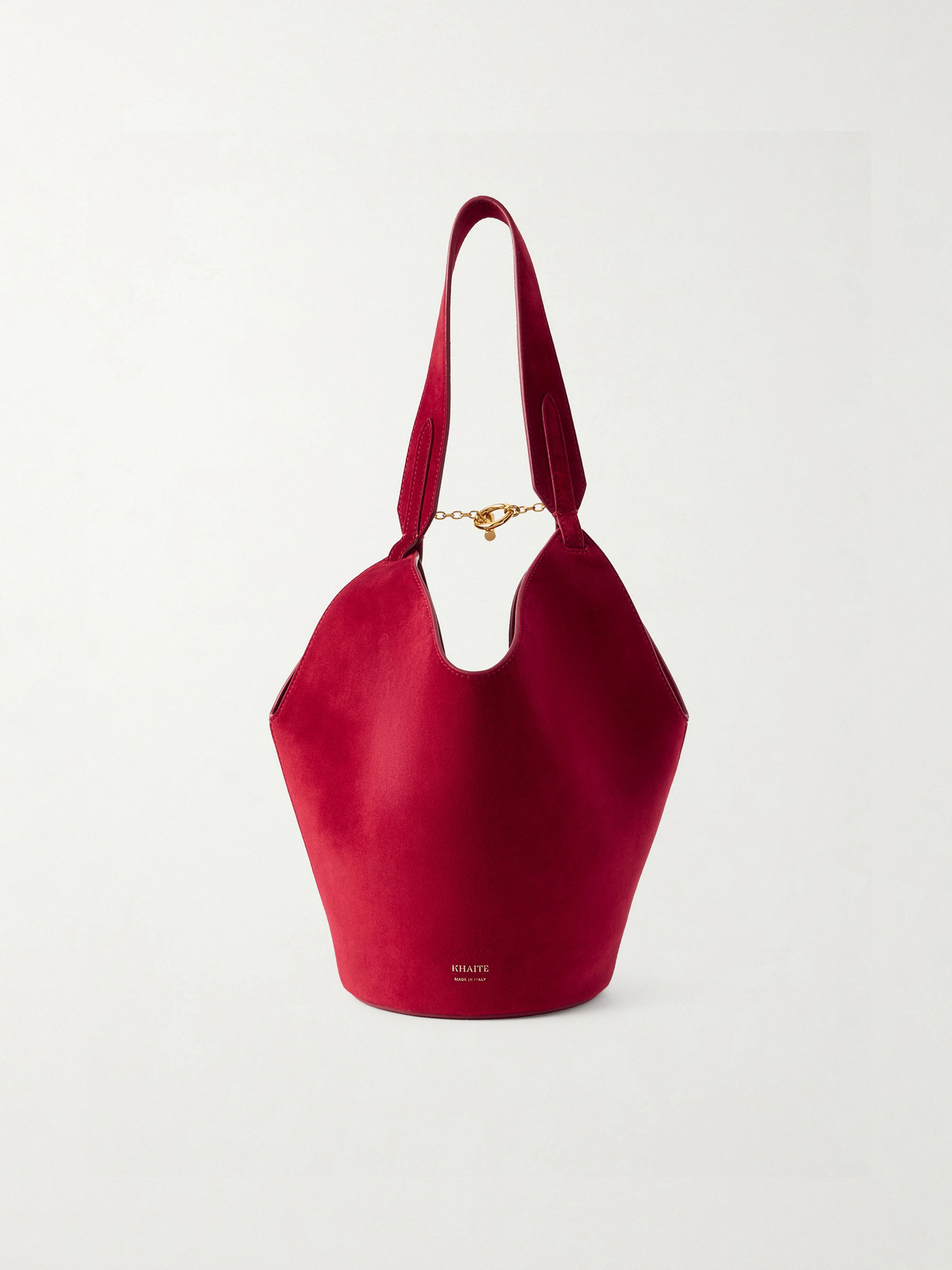 Khaite Lotus Mini Suede Tote In Red