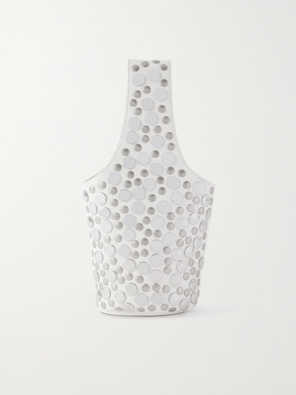 Khaite Livia Small Studded Leather Tote In White