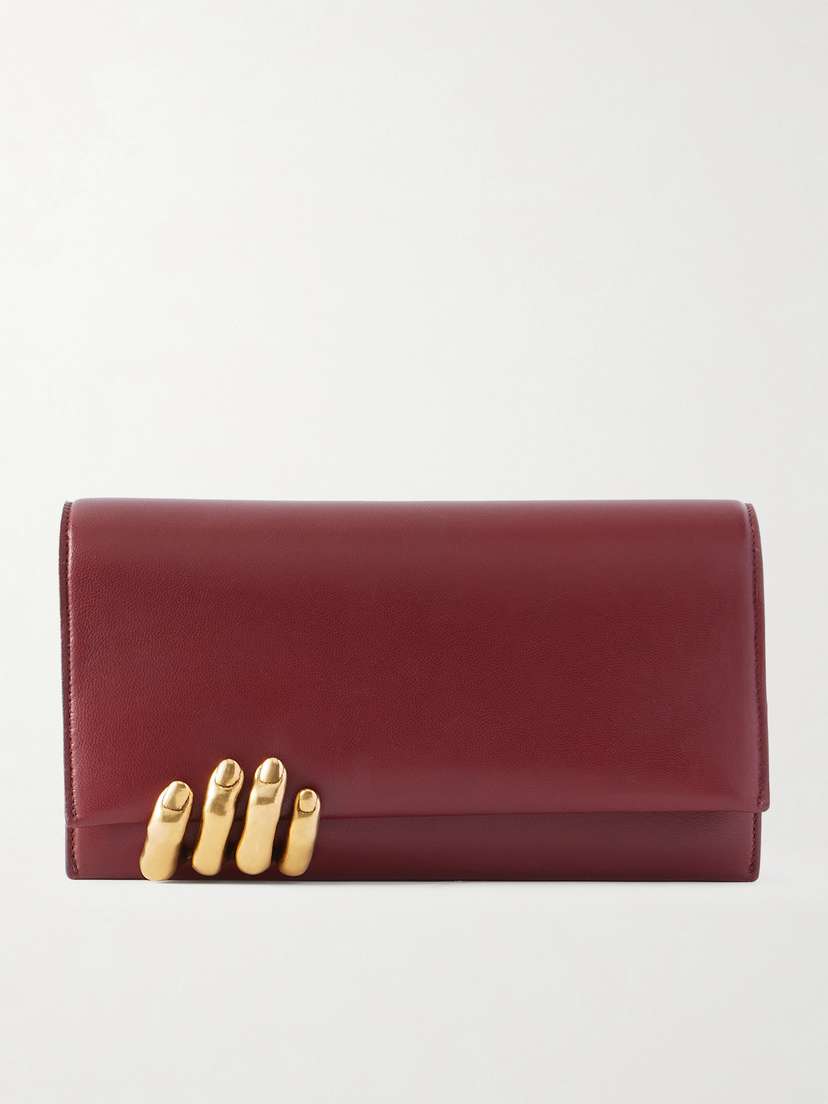 Khaite Embellished Textured-leather Clutch