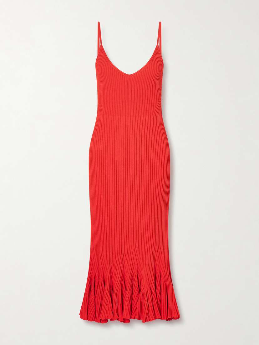 Giuditta Flared Ribbed-knit Midi Dress