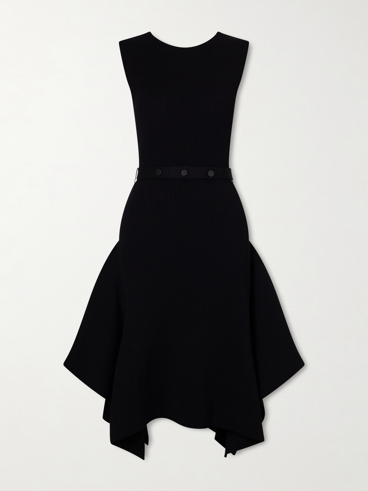 Artemis Belted Ribbed-Knit Midi Dress
