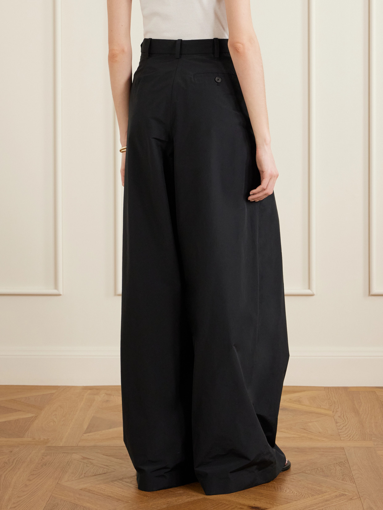 Collection - Vannesa Pleated Cotton-Blend Poplin Wide-Leg Pants