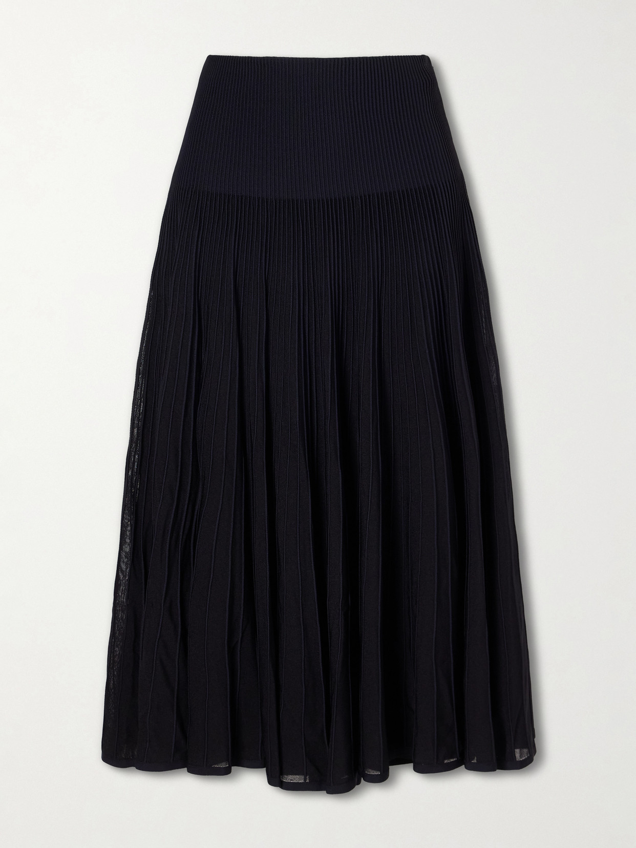 Ralph Lauren Celia Ribbed-knit Midi Skirt In Black