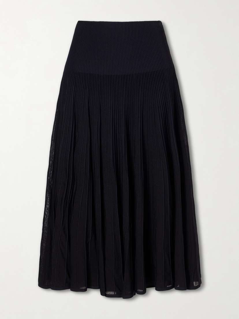 Ralph Lauren Collection Celia Ribbed-knit Midi Skirt
