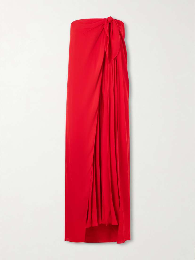 Ralph Lauren Collection Brittani Strapless Wrap-effect Satin Maxi Dress