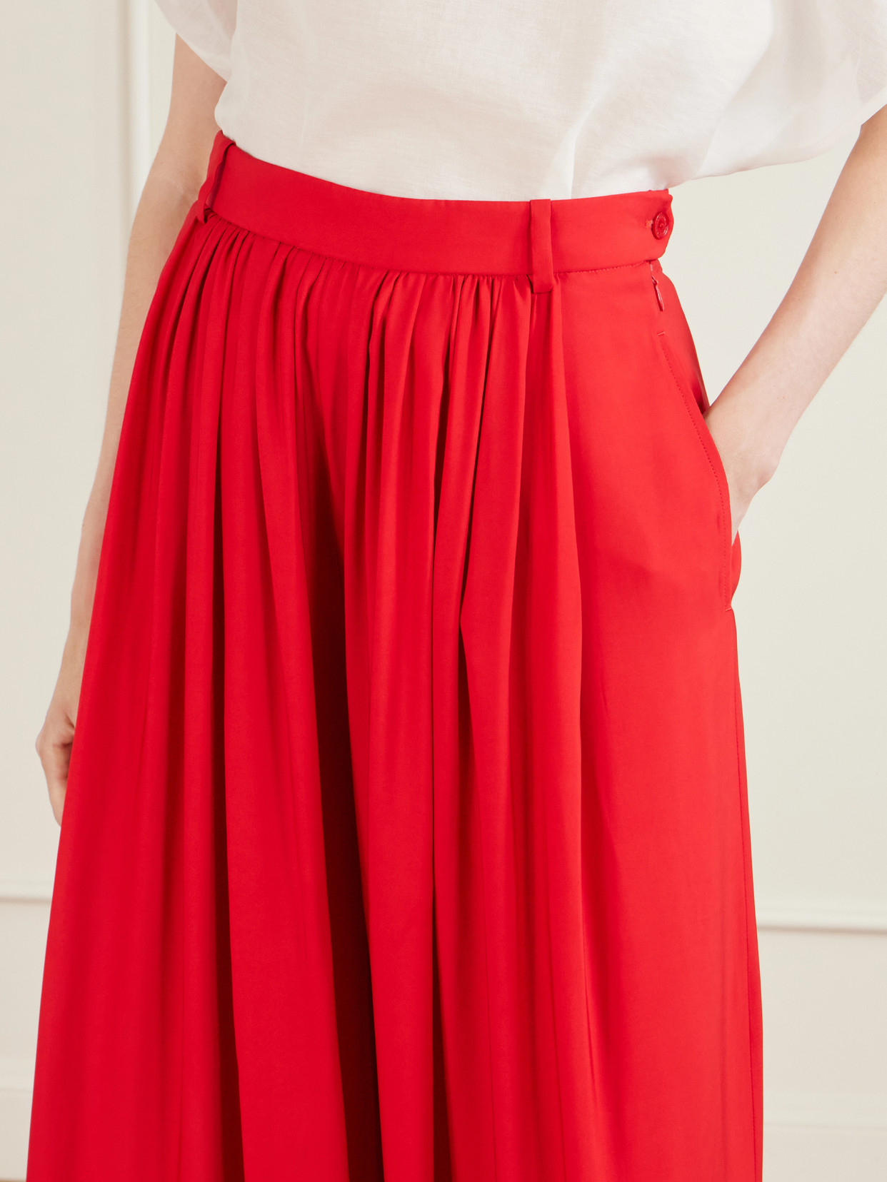 Ralph Lauren Vannesa Satin Wide-leg Pant In Bright Red