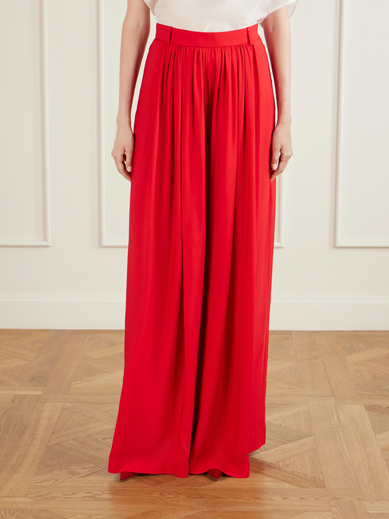 Ralph Lauren Vannesa Satin Wide-leg Pant In Bright Red