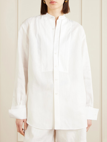 Ralph Lauren Collection Kirstin cotton-trimmed linen shirt