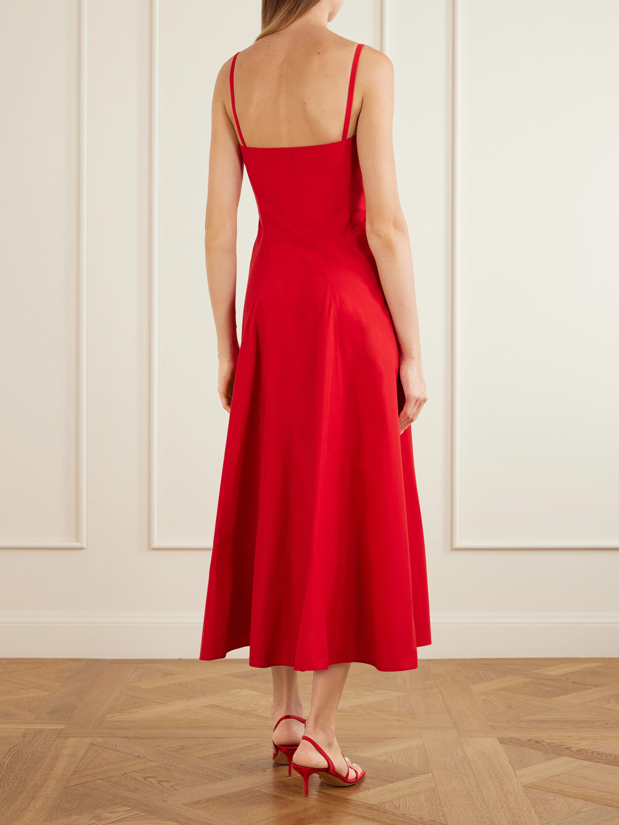 Ralph Lauren Marigot Paneled Cotton-blend Poplin Maxi Dress In Red