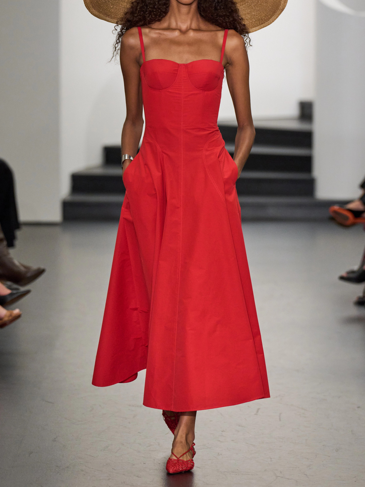 Ralph Lauren Marigot Paneled Cotton-blend Poplin Maxi Dress In Red