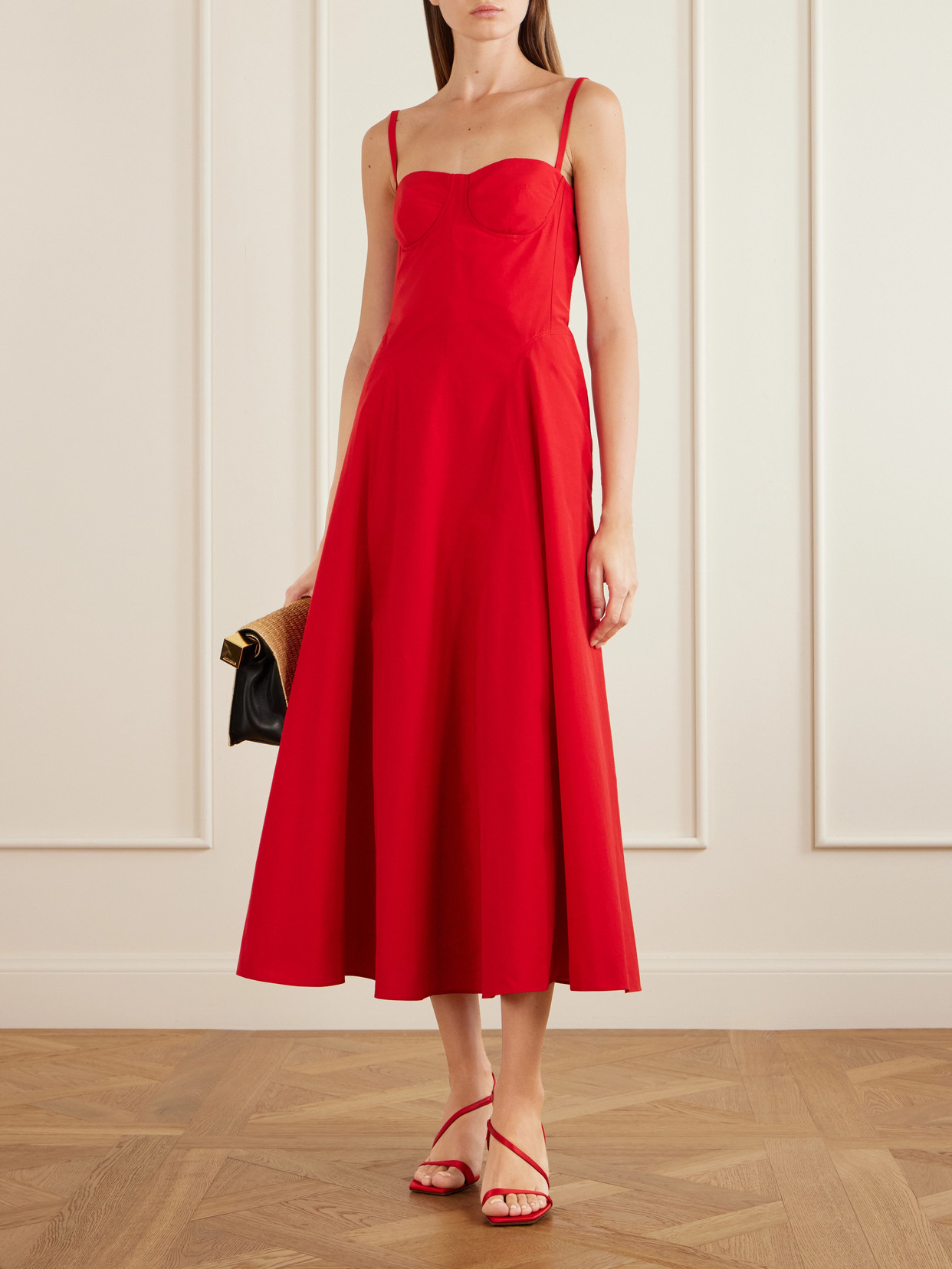 Ralph Lauren Marigot Paneled Cotton-blend Poplin Maxi Dress In Red