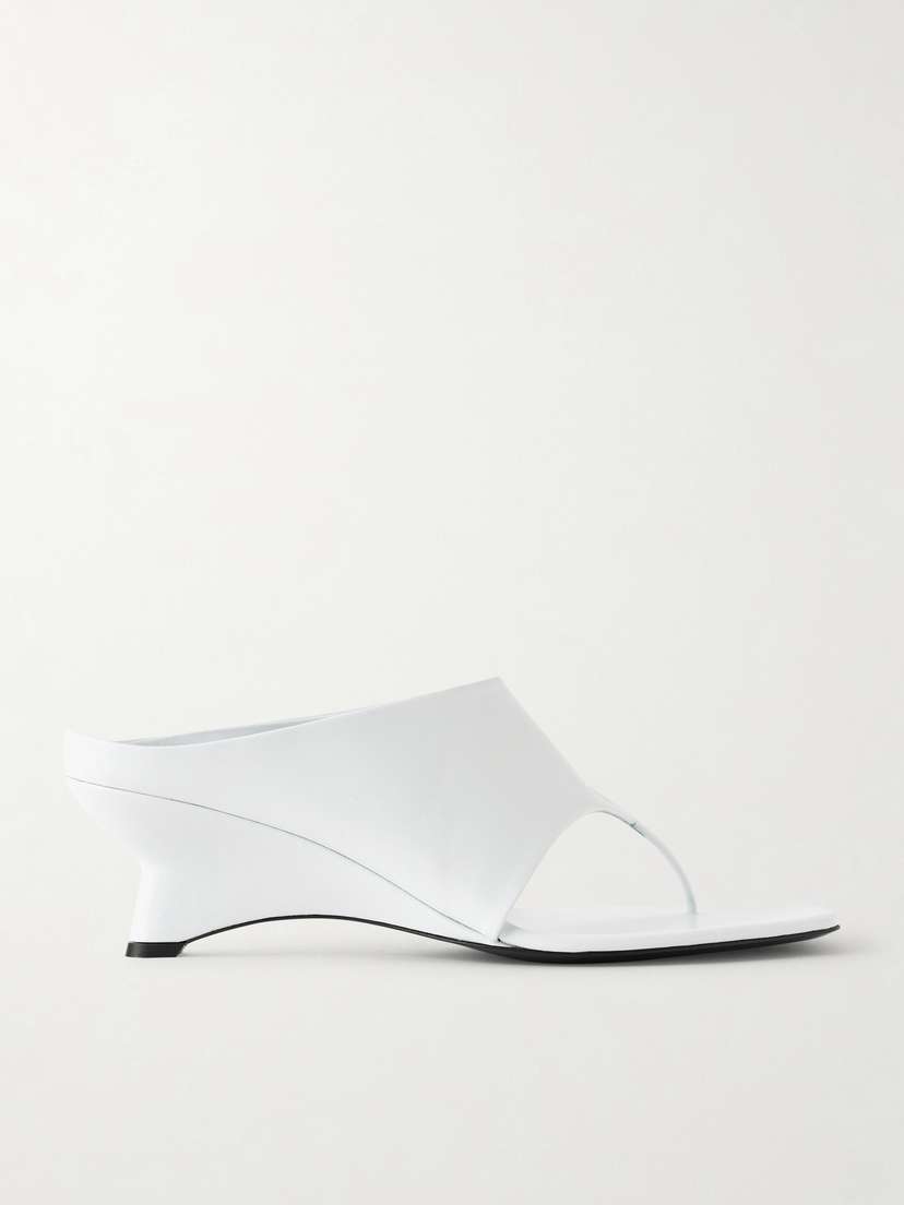 Khaite Marlow Leather Wedge Mules