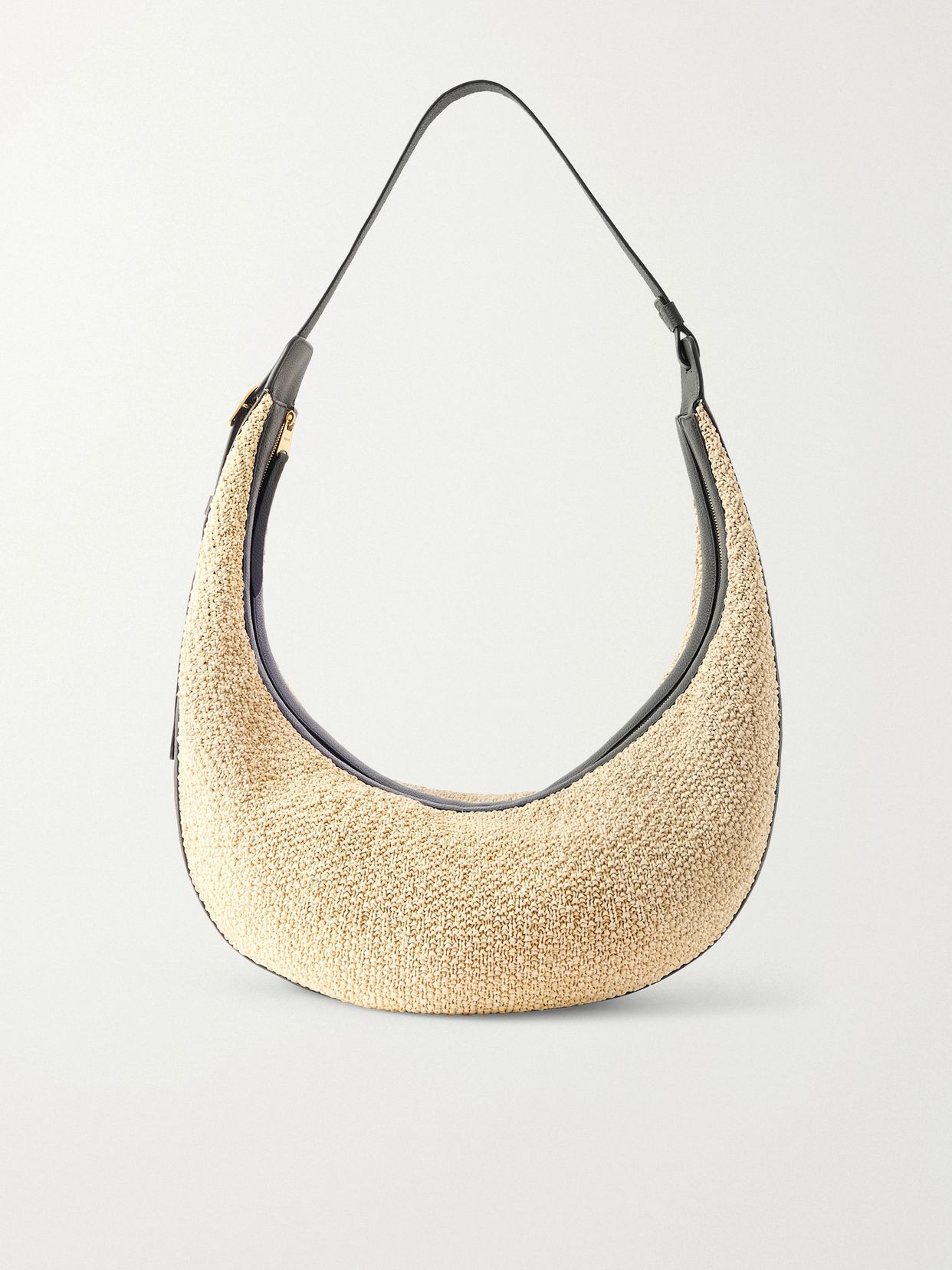 Augustina leather-trimmed raffia shoulder bag