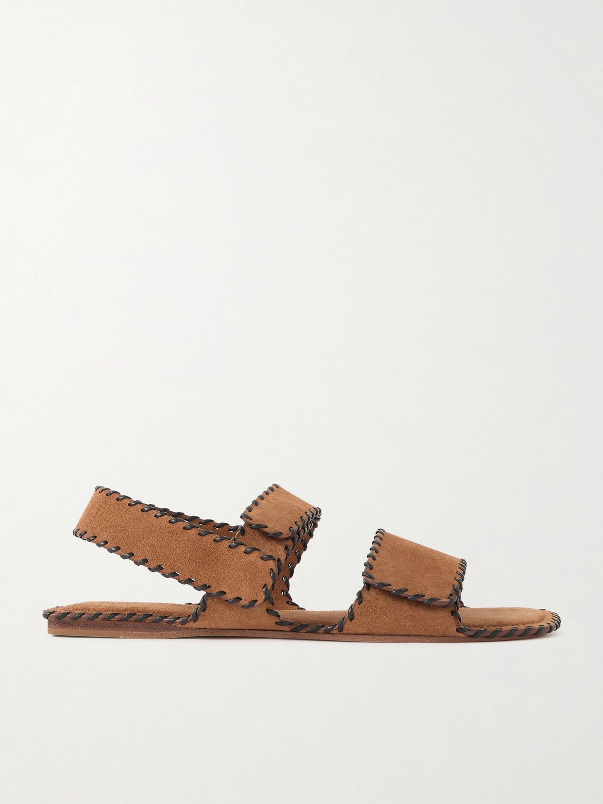 Khaite Boden Whipstitched Suede Sandals