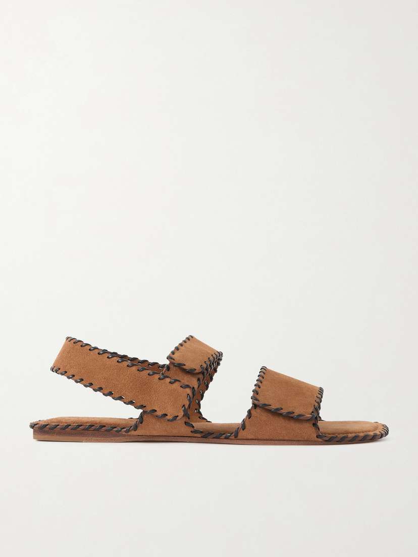 Khaite Boden Whipstitched Suede Sandals