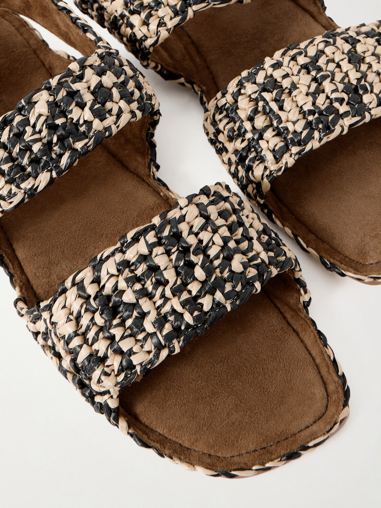 Khaite Boden Two-tone Raffia Sandals In Multi