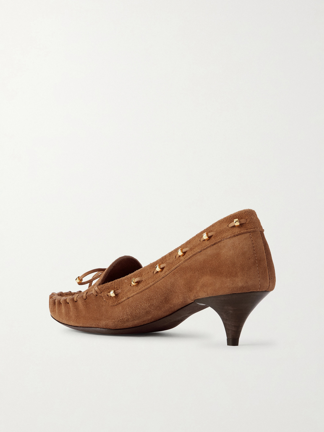 Milly Embellished Whipstitched Suede Pumps