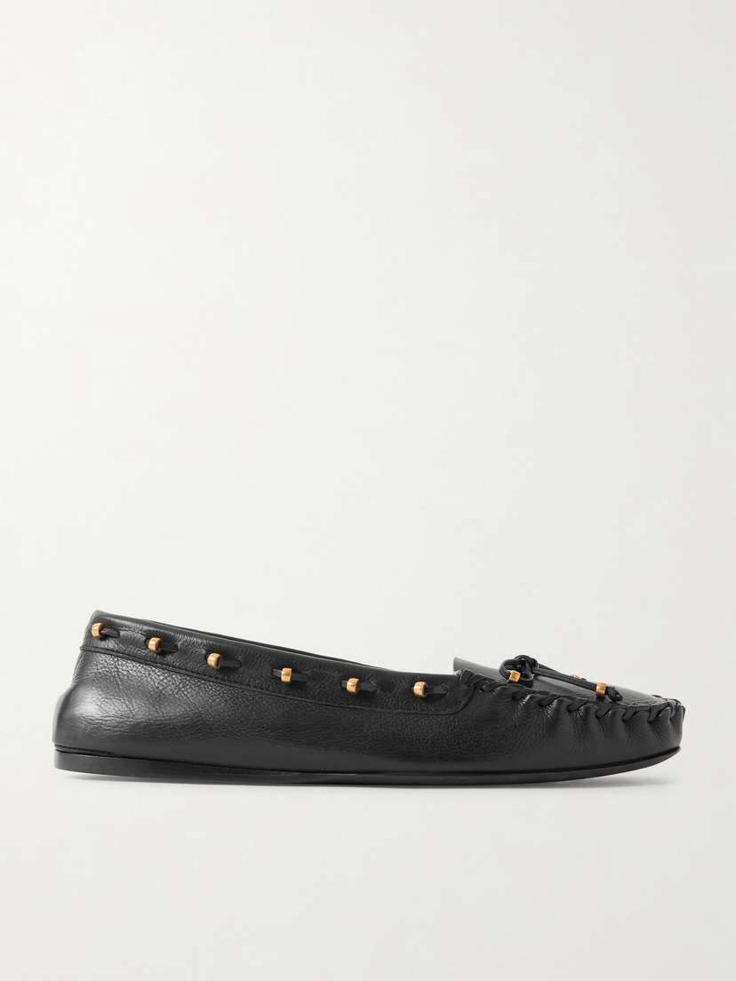 Khaite Milly Embellished Whipstitched Textured-leather Loafers
