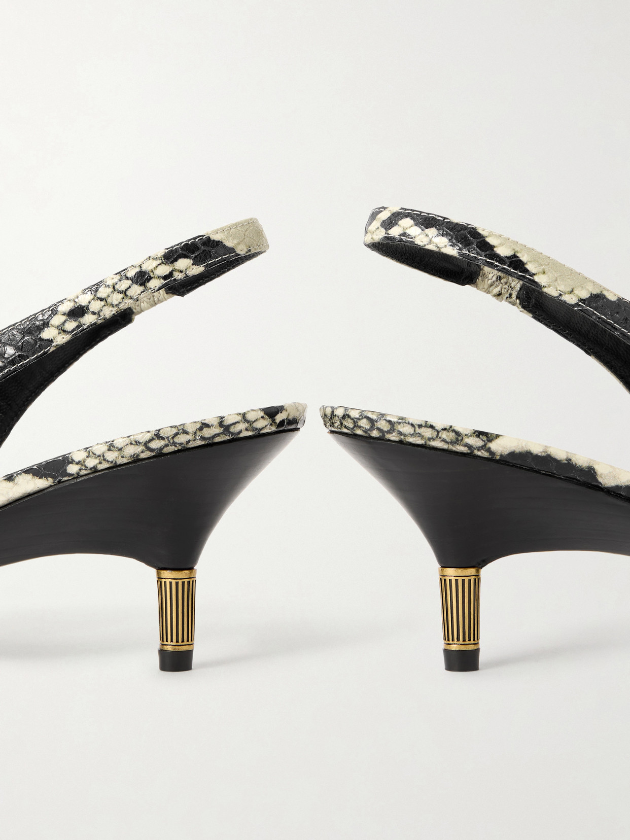 Khaite Bella 55 Python Print Leather Slingback Pumps In Multi