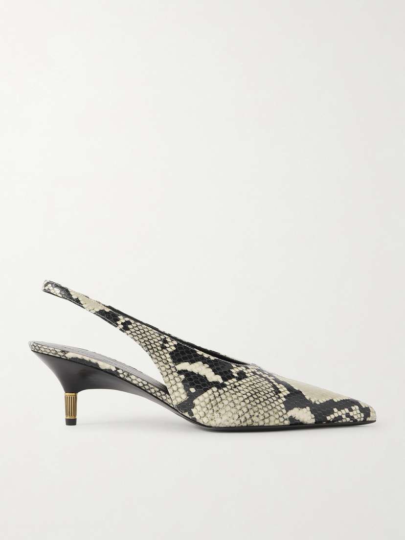Khaite Bella Snake-effect Leather Slingback Pumps