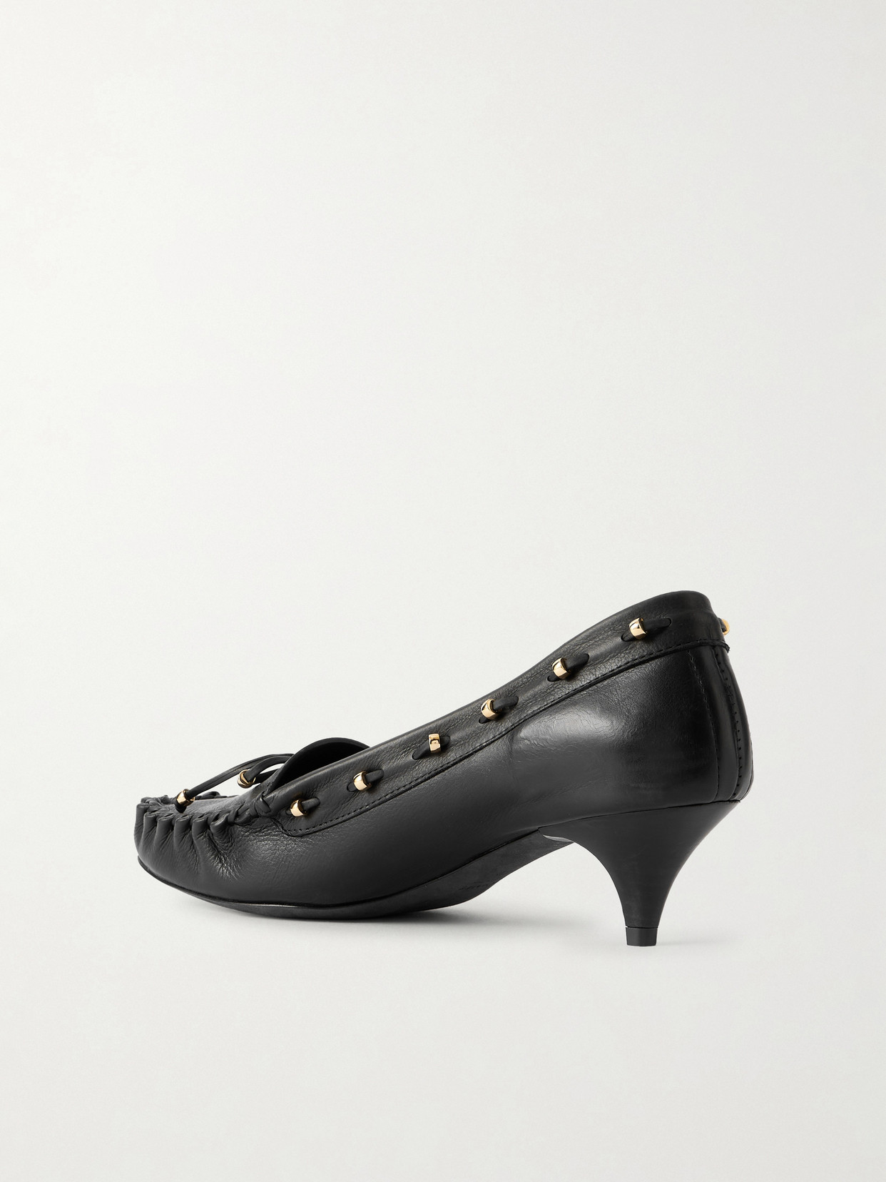 Milly Embellished Whipstitched Textured-Leather Pumps