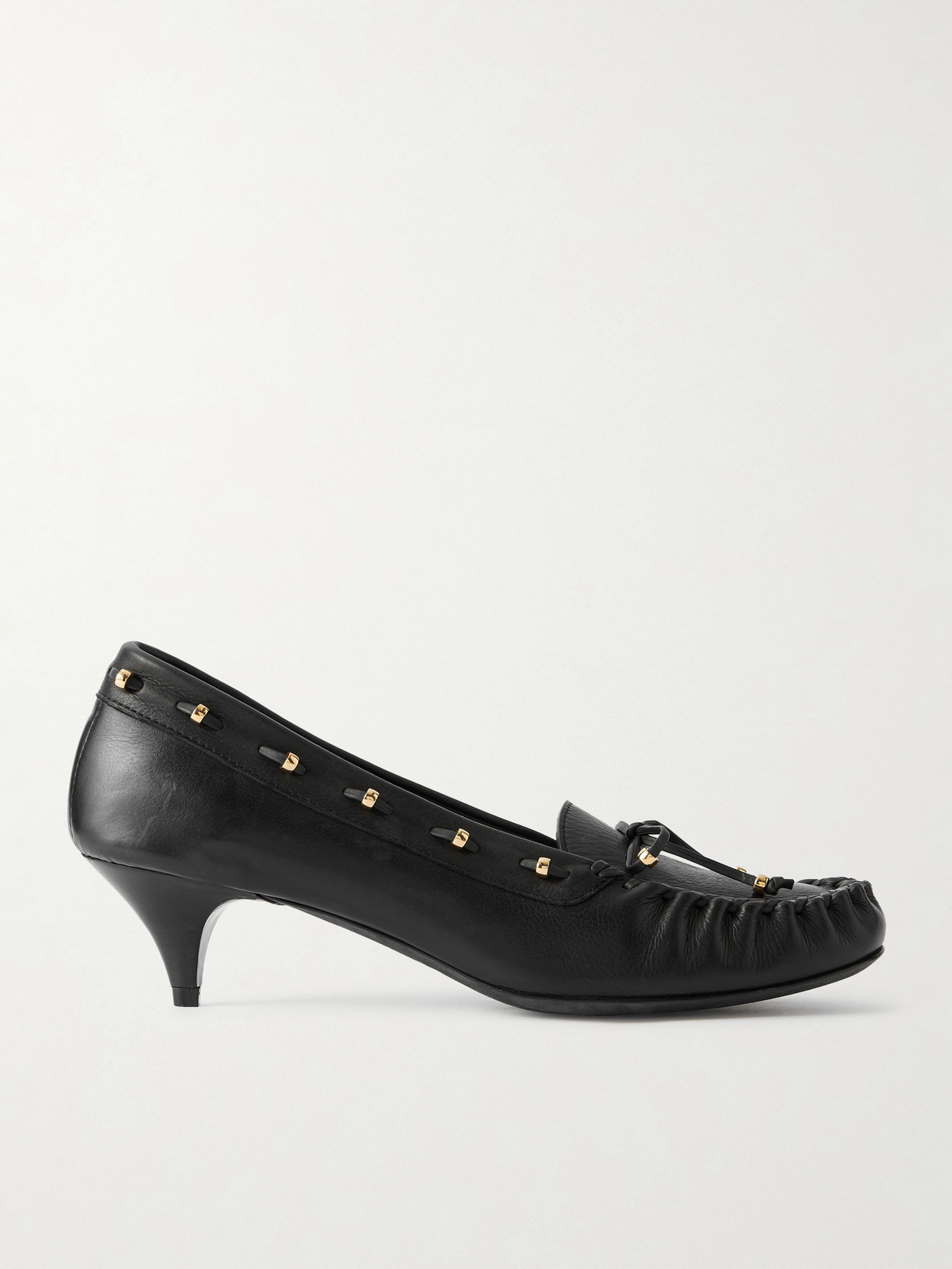 Milly Embellished Whipstitched Textured-Leather Pumps