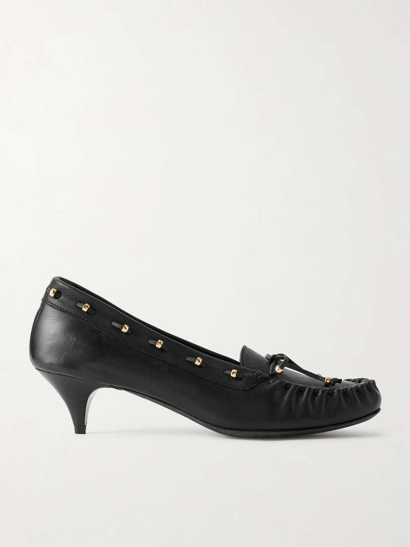 Khaite Milly Embellished Whipstitched Textured-leather Pumps