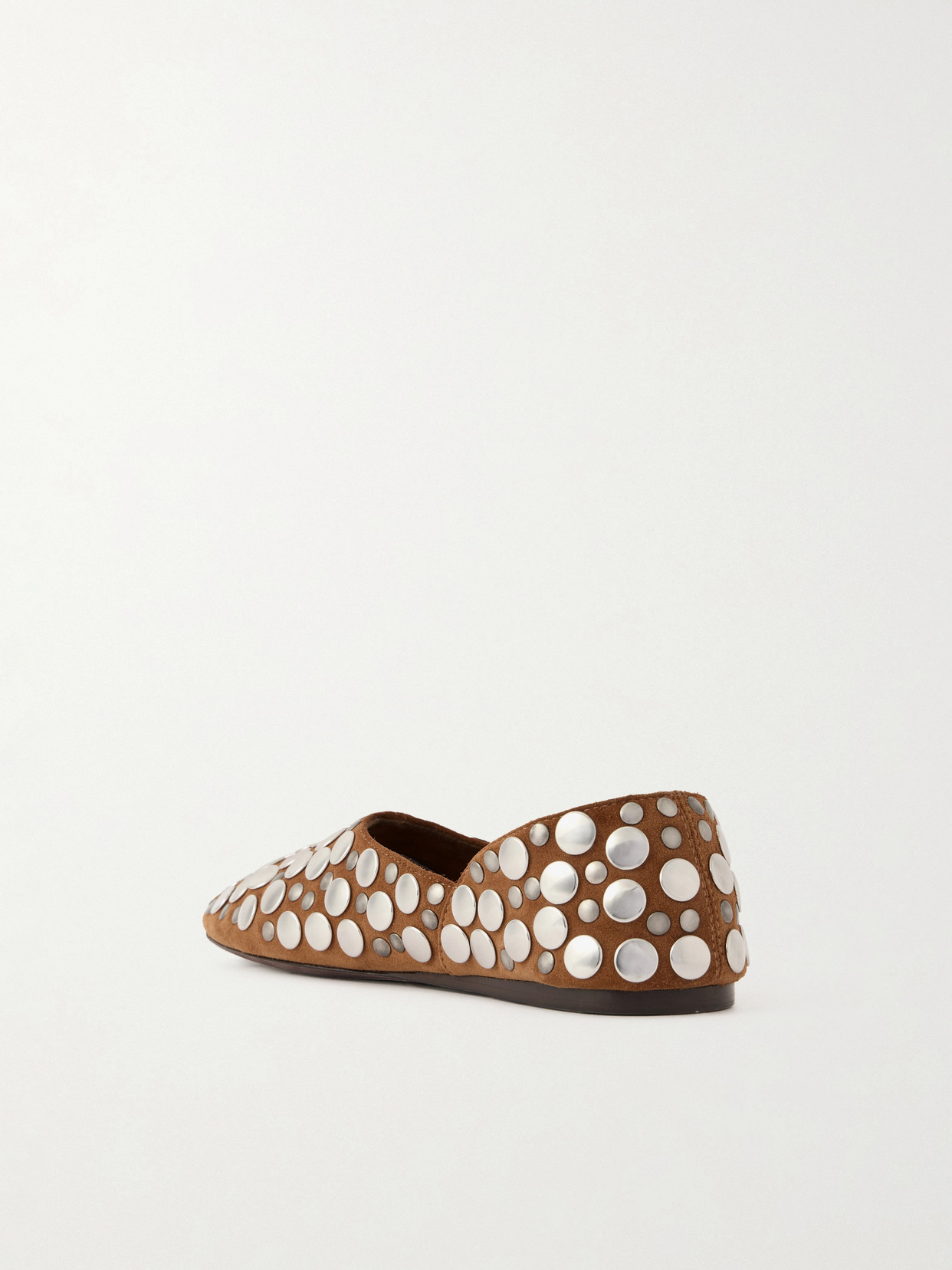 Khaite Jane Studded Suede Ballet Flats In Brown