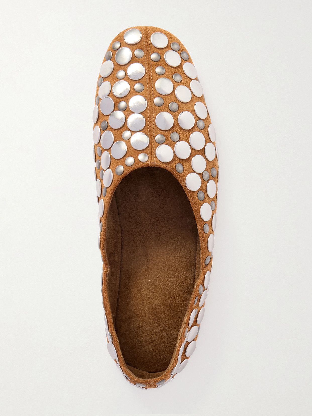 Khaite Jane Studded Suede Ballet Flats In Brown
