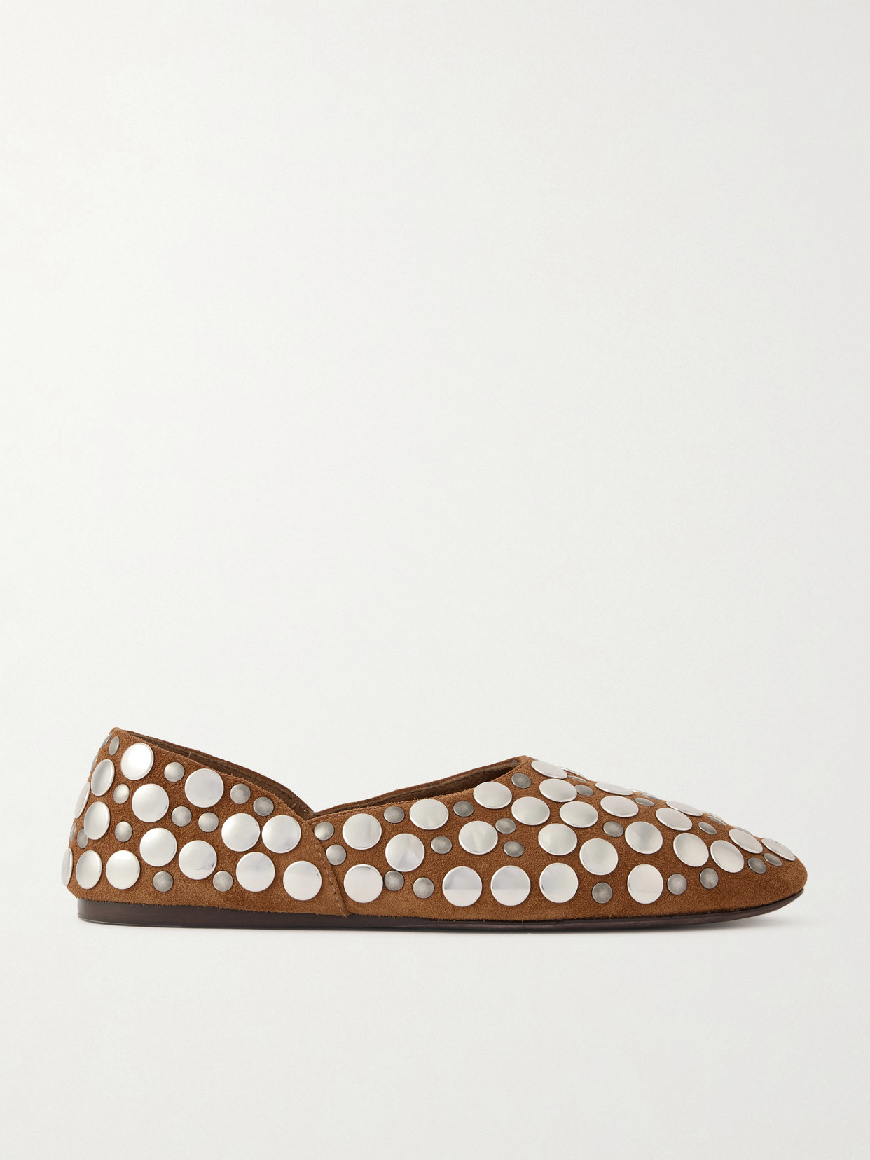 Khaite Jane Studded Suede Ballet Flats In Brown
