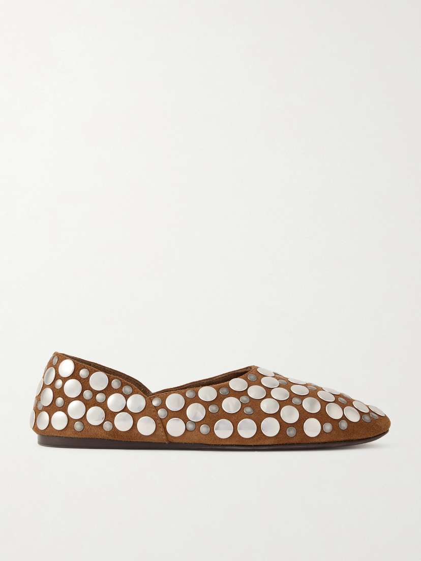 Khaite Jane Studded Suede Flats