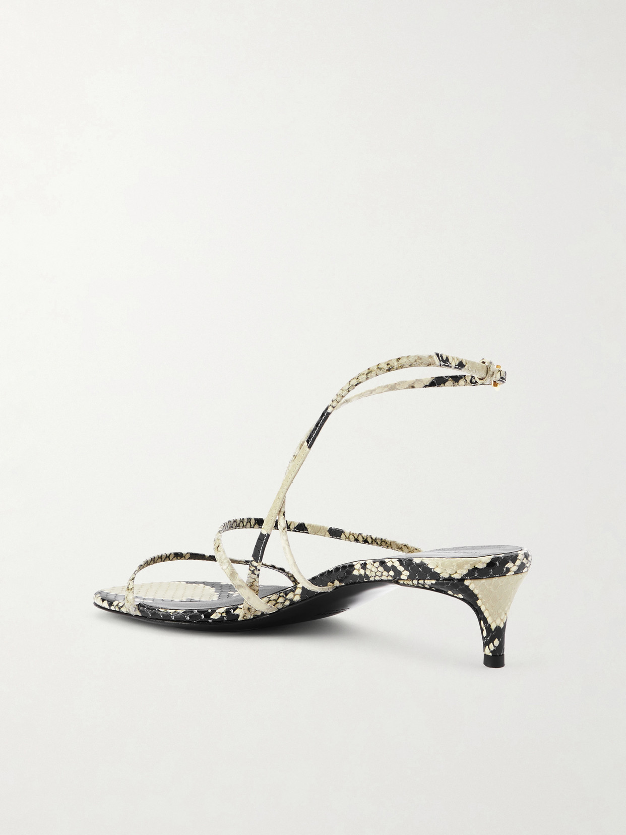 Khaite Strappy Python-embossed Kitten Sandals In Black