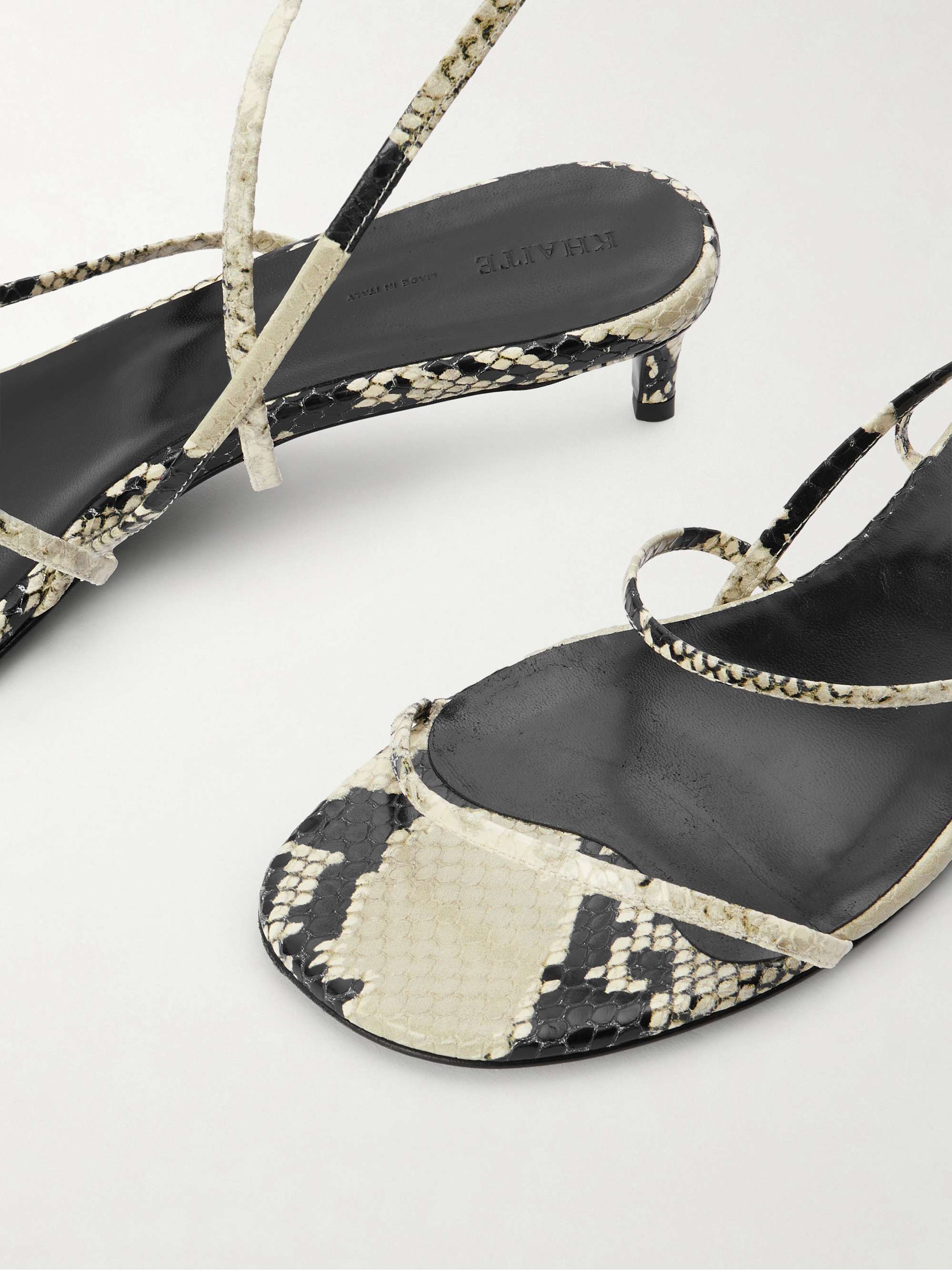 KHAITE Loop snake-effect leather sandals | NET-A-PORTER