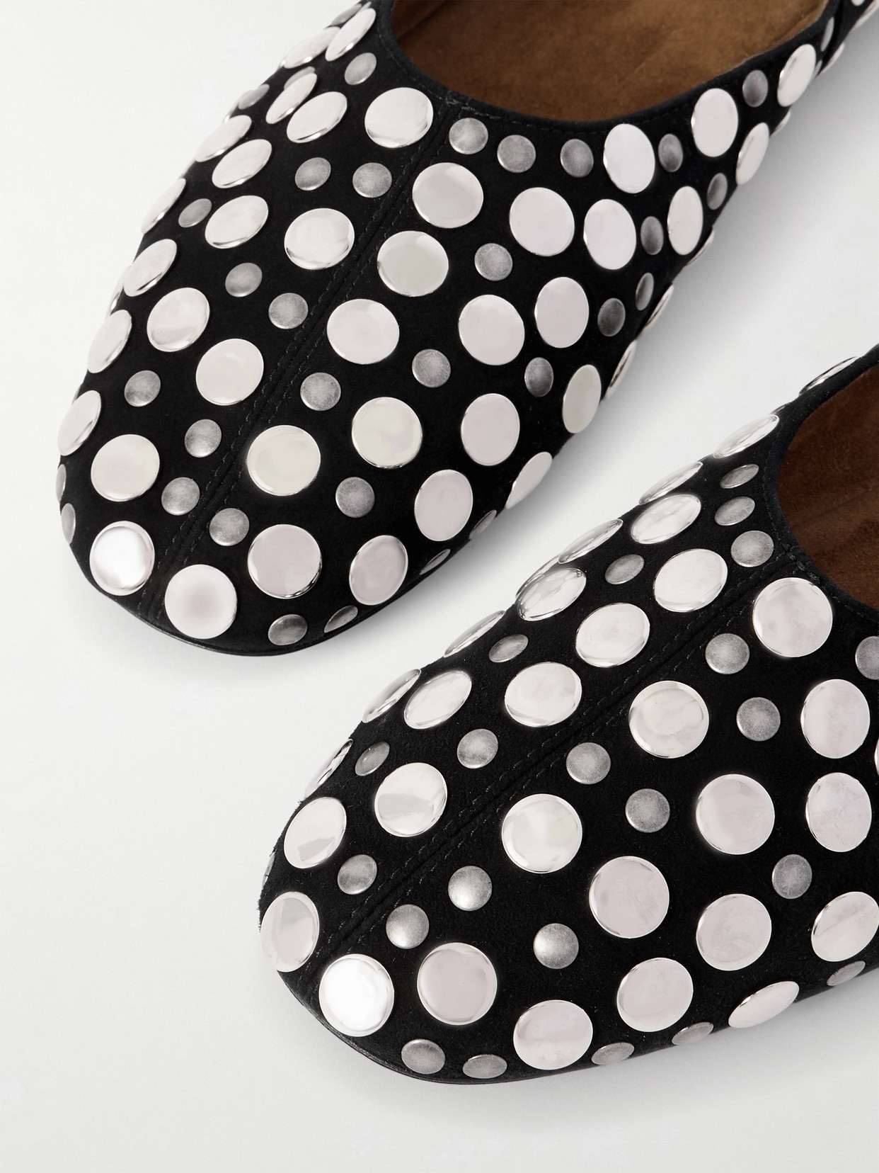 Khaite Jane Stud-embellished Leather Ballet Flats In Black