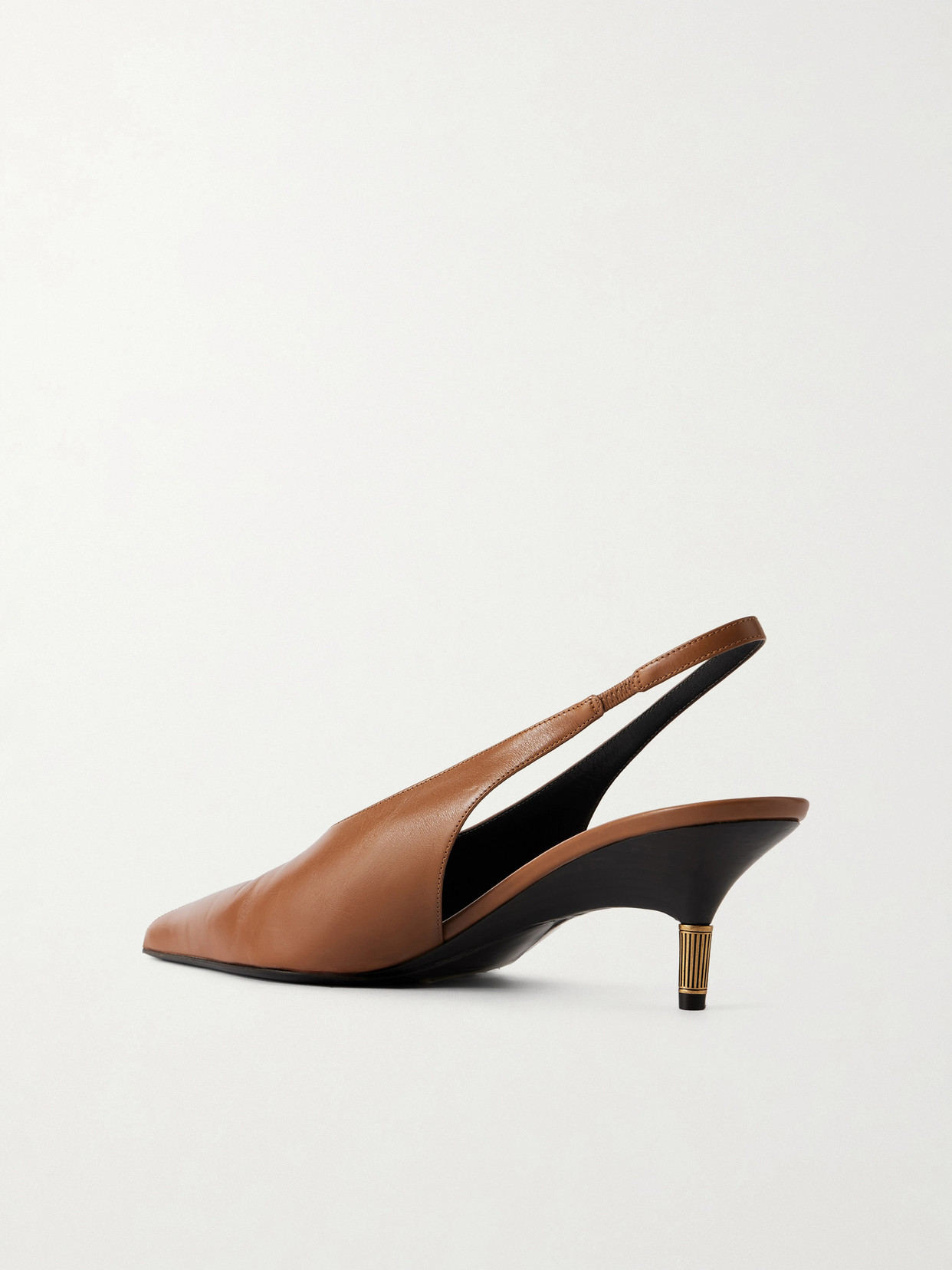 Khaite Bella 55 18kt Gold-plated Leather Slingback Pumps In Brown