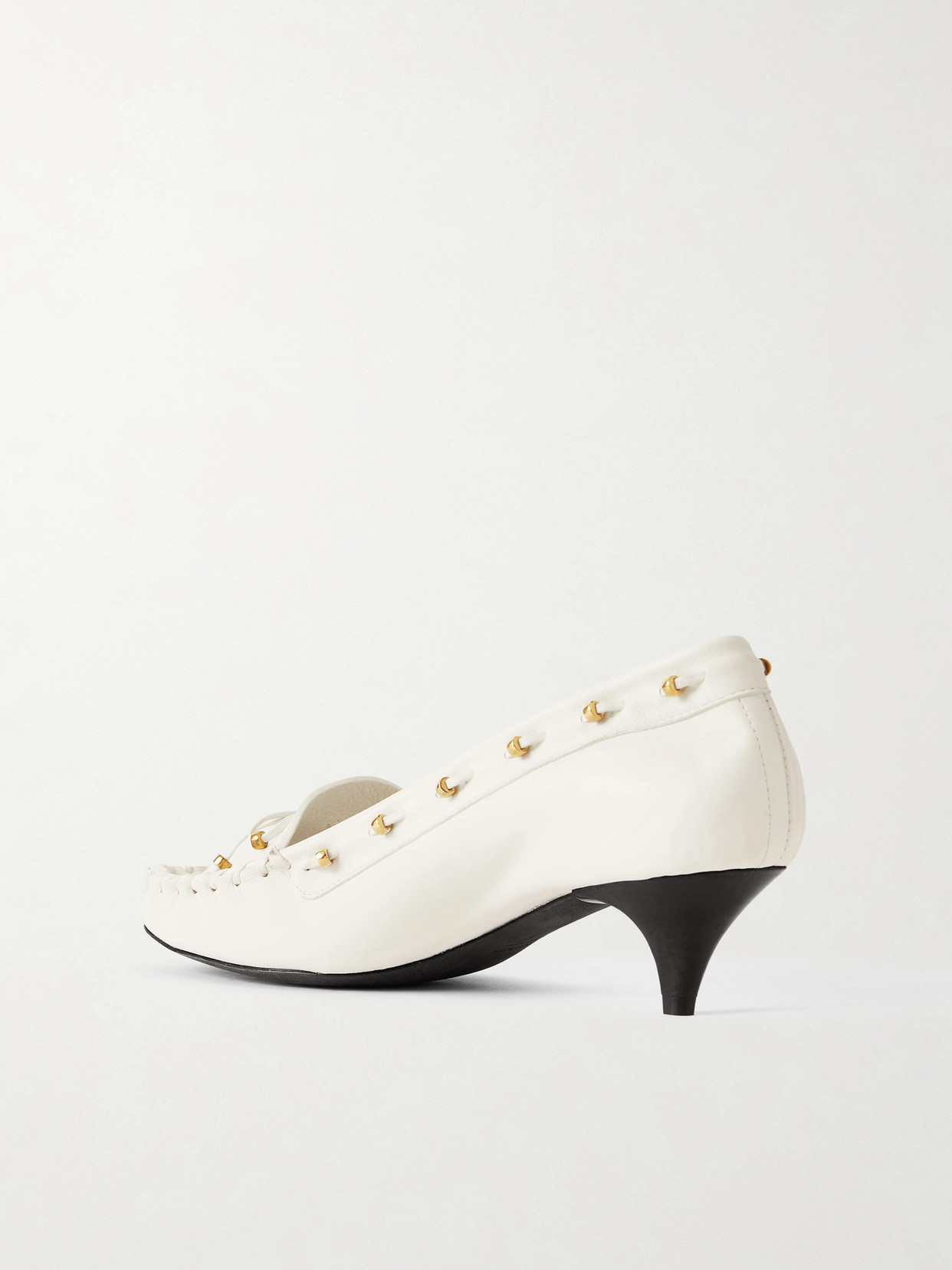 Milly Embellished Whipstitched Textured-Leather Pumps