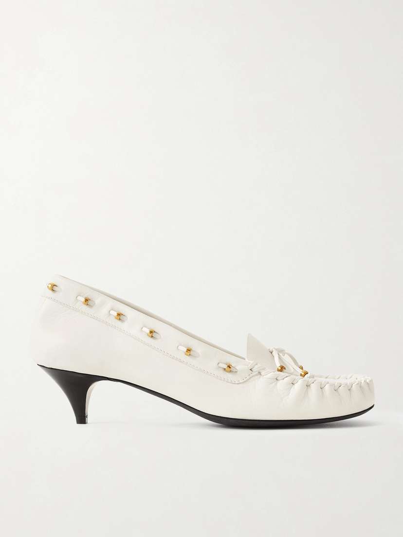 Khaite Milly Embellished Whipstitched Textured-leather Pumps