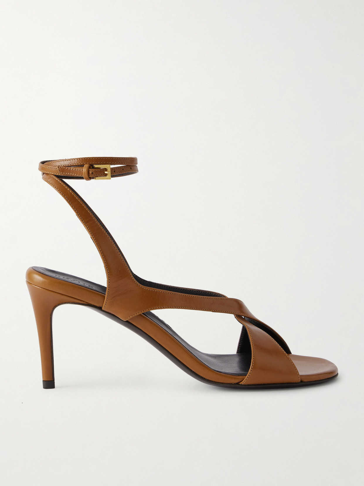 Khaite Liria Leather Sandals In Brown