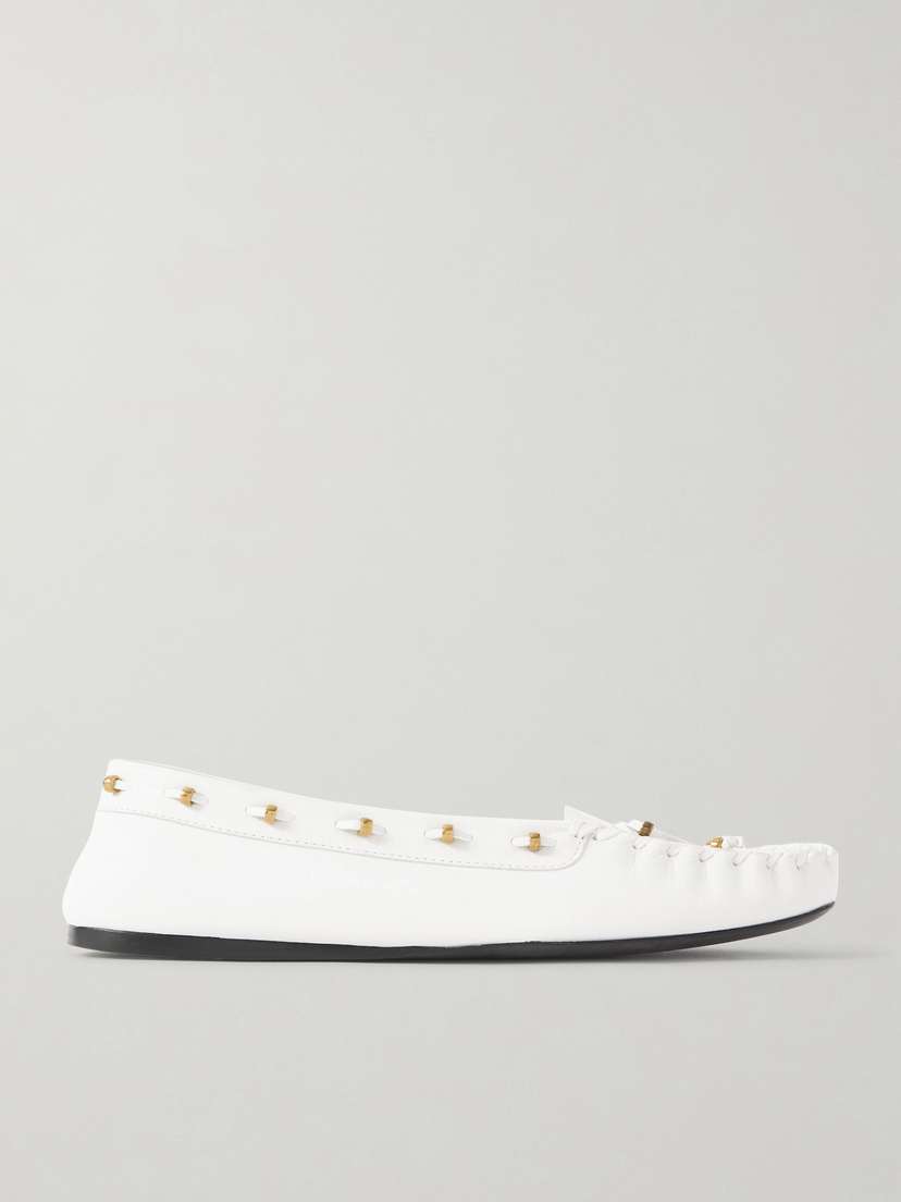 Khaite Milly Embellished Whipstitched Textured-leather Loafers