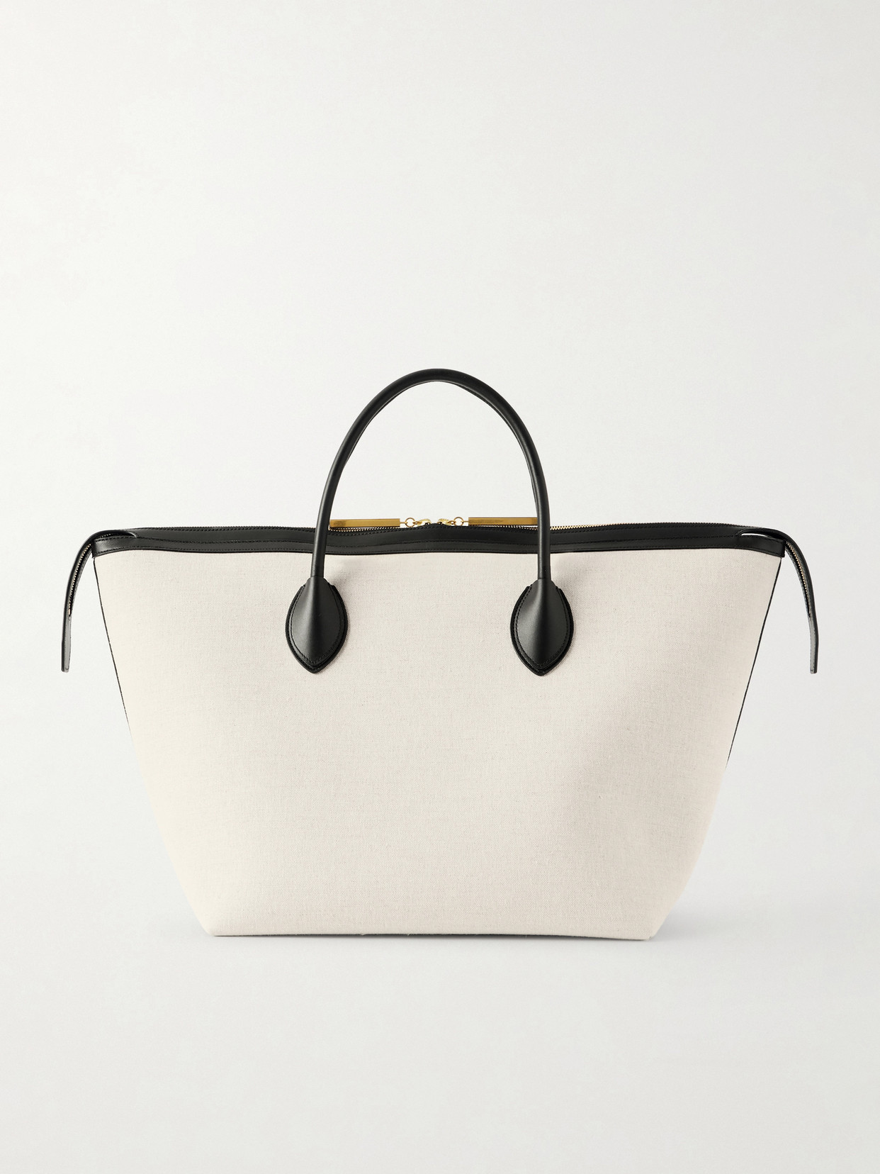Khaite Kasia Medium Leather-trimmed Canvas Tote In White