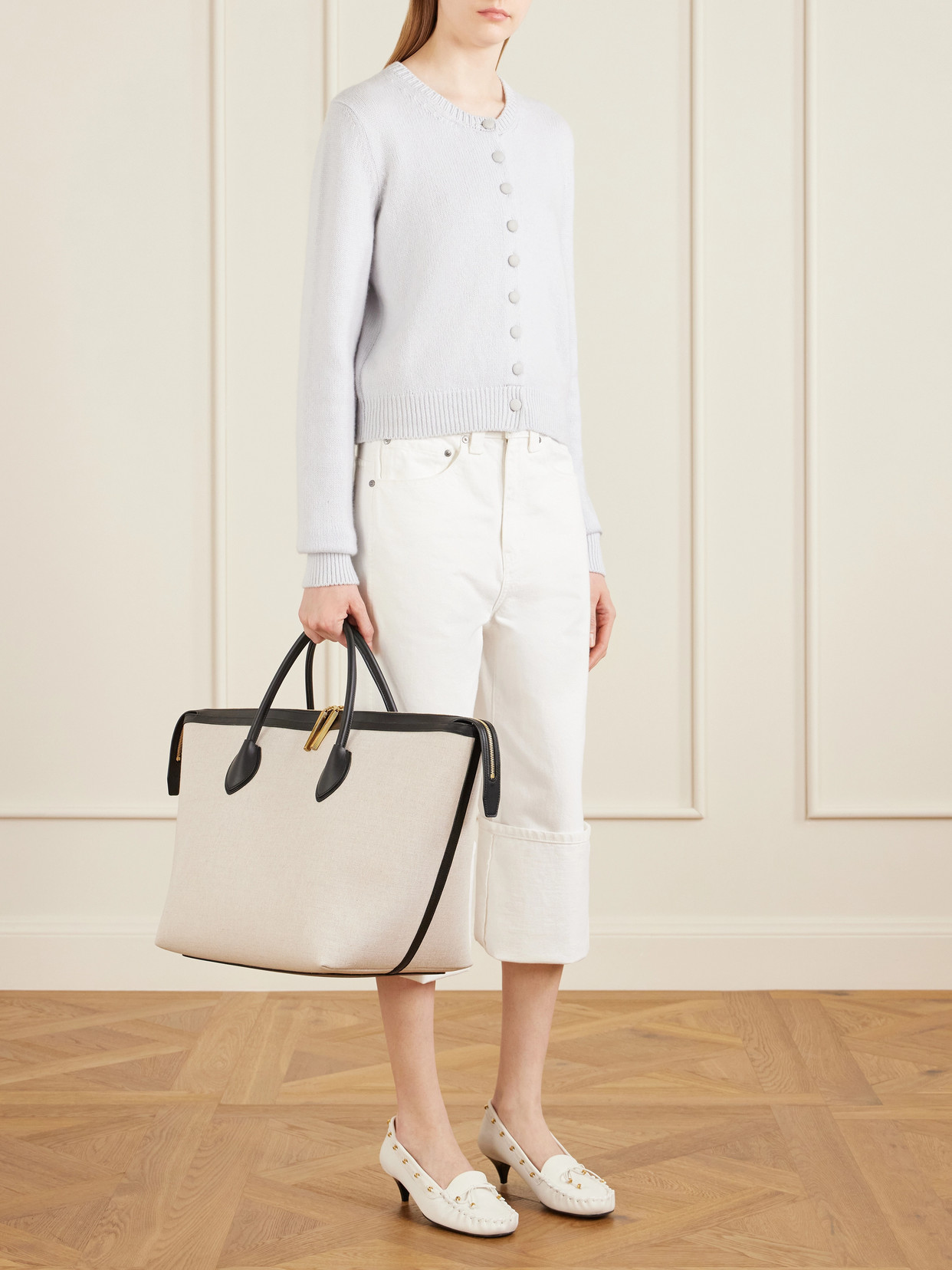 Kasia Medium Leather-Trimmed Canvas Tote