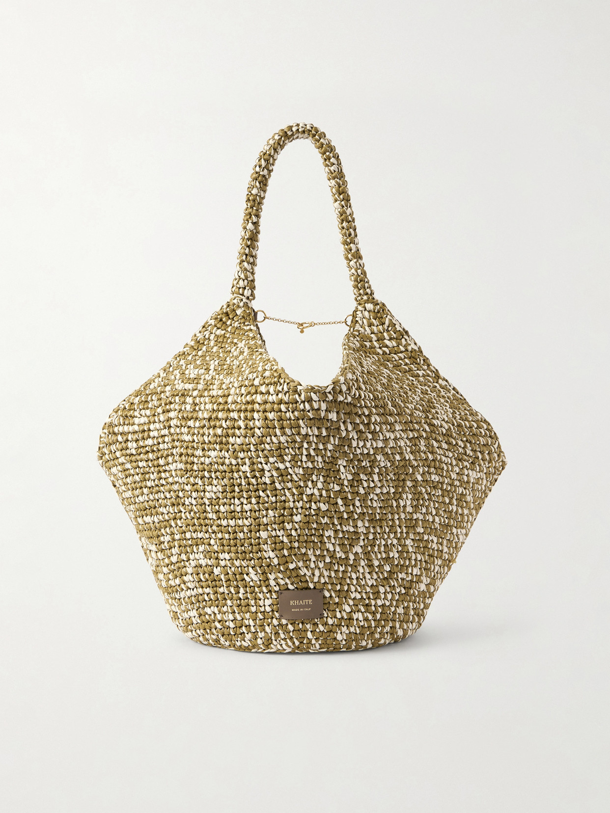Khaite Lotus Medium Two-tone Woven Tote In Green