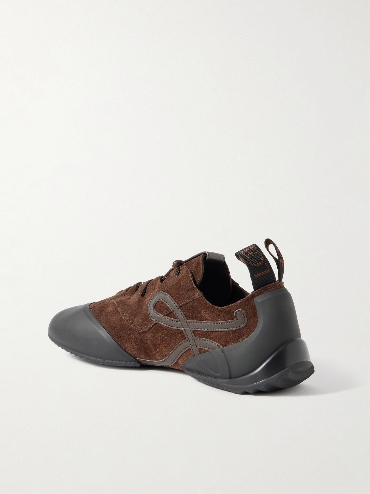 Loewe Grip Panelled Suede Sneakers In Brown