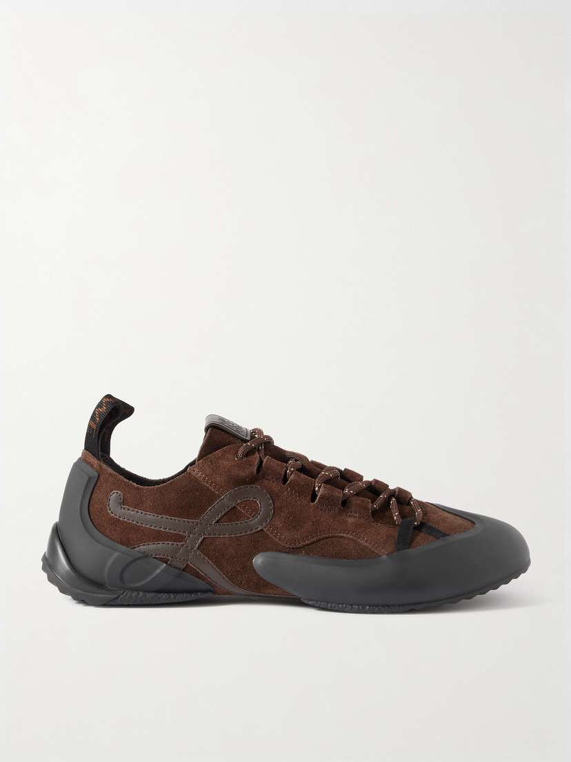 Loewe Grip Tpu And Leather-trimmed Suede Sneakers