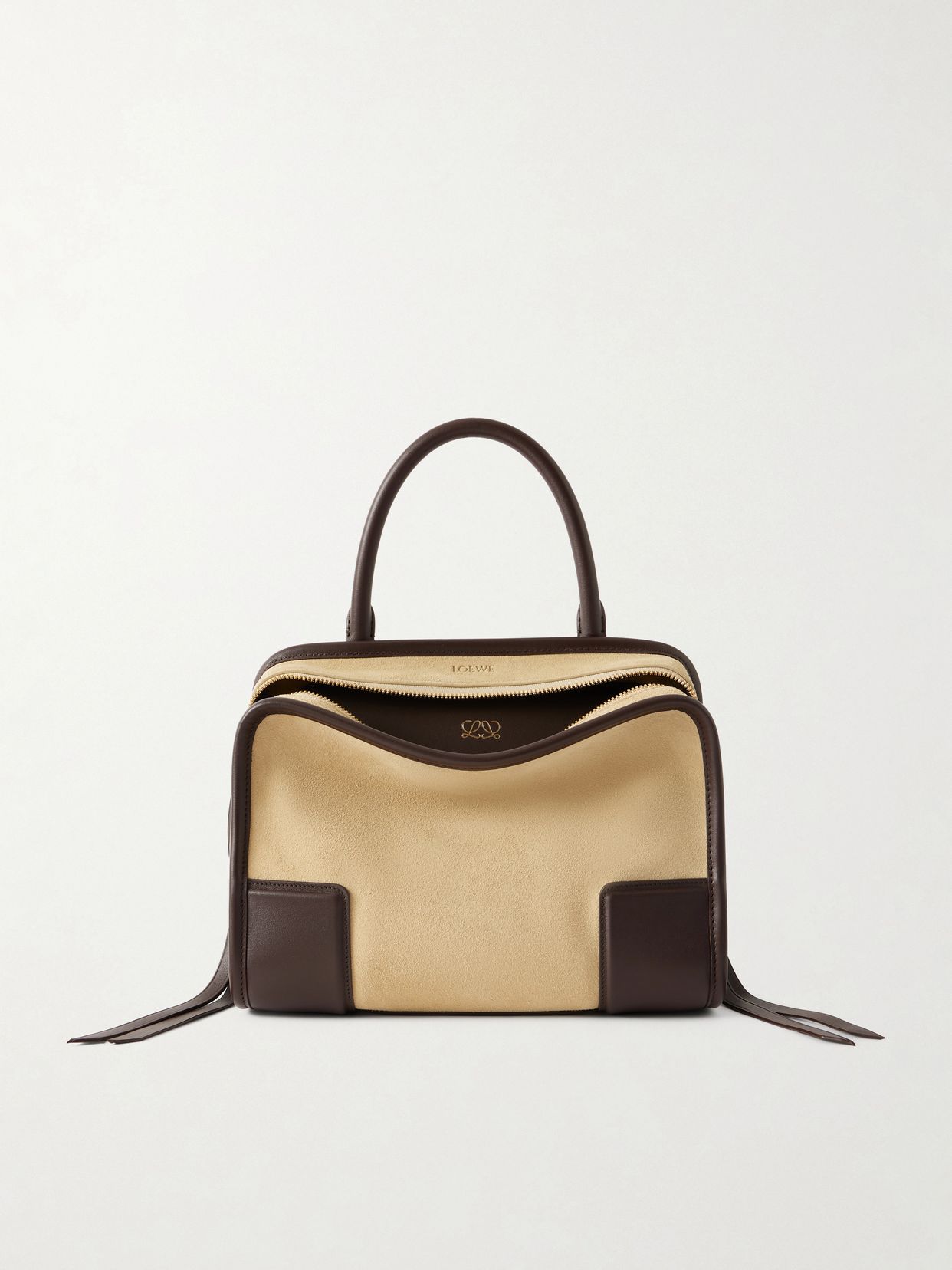 Amazona 180 small leather-trimmed suede shoulder bag
