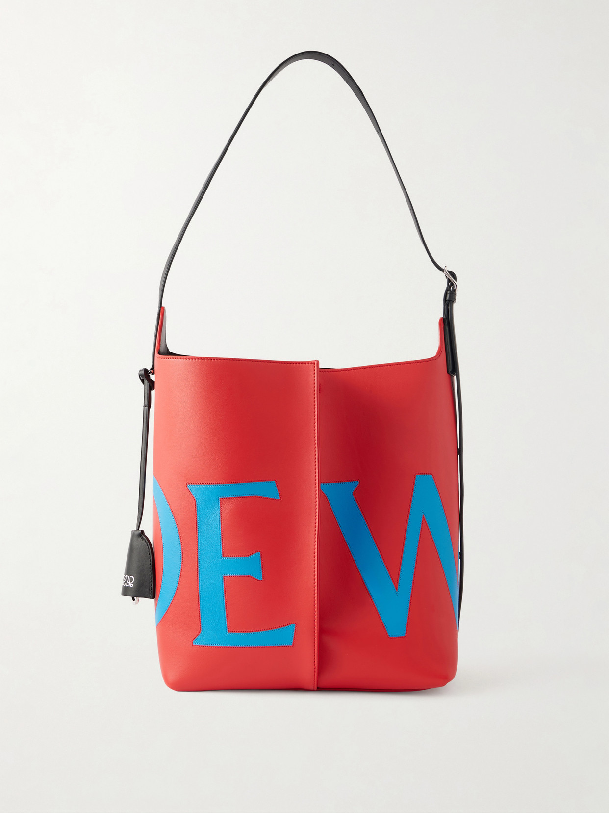 Loewe Bilbao Large Pleated Printed Leather Shoulder Bag In Red